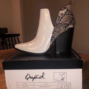 White Snakeskin Booties